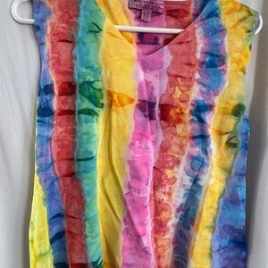 Carolyn Taylor Multicolor Tie-Dye Tank Top